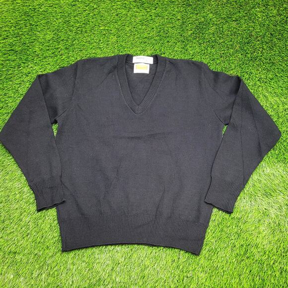 Vintage 80s MOD Knitwear Sweater Large 22x25 Black - Picture 1 of 9